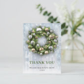 クリスマス素朴リース企業のありがとう ポストカード (スタンド正面)