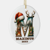 クリスマス素朴レターMフェスティバルウッドランドチャーム セラミックオーナメント (右)