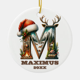 クリスマス素朴レターMフェスティバルウッドランドチャーム セラミックオーナメント