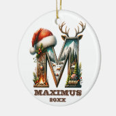 クリスマス素朴レターMフェスティバルウッドランドチャーム セラミックオーナメント (左)