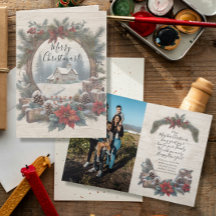 クリスマス素朴ヴィンテージパインリース家族の写真