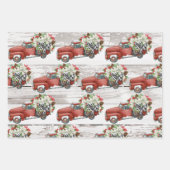 クリスマス素朴ヴィンテージレッドトラック風化木材 ラッピングペーパーシート (正面)