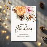 クリスマス素朴冬の柑橘系の植物 シーズンカード<br><div class="desc">クリスマス素朴冬の乾燥柑橘系植物の編集可能な休日グリーティングカードテンプレートインスタントダウンロード素朴な緑のピンクの花の冬の乾燥柑橘系冬の組成モダン物</div>
