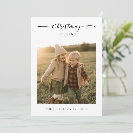 クリスマス素朴恵みモダン家族の写真 シーズンカード (スタンド正面)