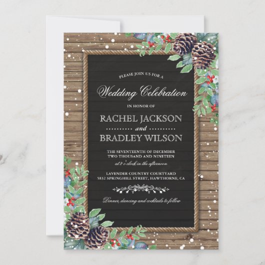 クリスマス素朴招待状 |冬の結婚式 招待状 (正面)