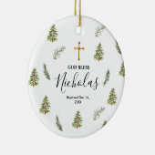 クリスマス素朴松の木バプテスマ神祝福 セラミックオーナメント (右)