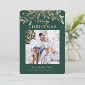 クリスマス素朴植物学 | 2枚の写真と金ゴールド シーズンカード (スタンド正面)