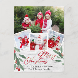 クリスマス素朴樺の木バークフォトホリデーグリーティング ポストカード