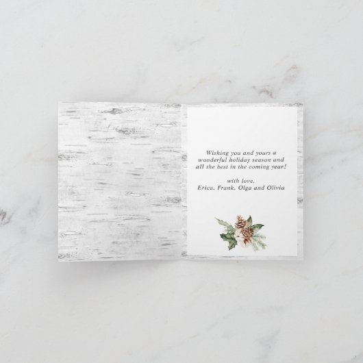 クリスマス素朴樺の木樹皮4 PHOTO Greeting シーズンカード (内部)