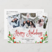 クリスマス素朴樺の木3 PHOTOグリーティングホリデー ポストカード (正面/裏面)