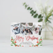 クリスマス素朴樺の木3 PHOTOグリーティングホリデー ポストカード (スタンド正面)