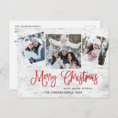 クリスマス素朴樺の木3 PHOTOグリーティングホリデー ポストカード (正面/裏面)