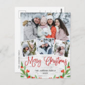 クリスマス素朴樺の木4フォトグリーティングホリデー ポストカード (正面/裏面)