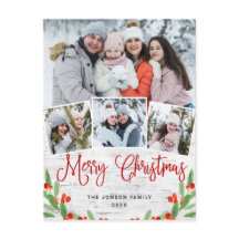 クリスマス素朴樺の木4フォトグリーティングホリデー