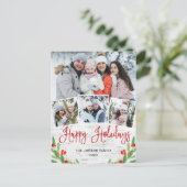 クリスマス素朴樺の木4フォトグリーティングホリデー ポストカード (スタンド正面)