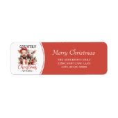 クリスマス素朴祝いの田舎者、かわいい豚を望む ラベル (正面)