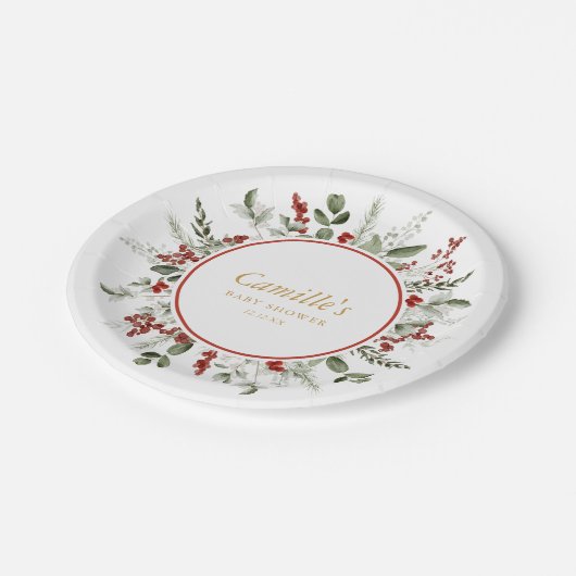 クリスマス素朴赤ちゃんシャワー ペーパープレート (アングル)