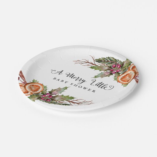 クリスマス素朴赤ちゃんシャワー ペーパープレート (アングル)