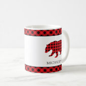 クリスマス素朴赤バッファロープリッドベアーシルエット コーヒーマグカップ (正面右)