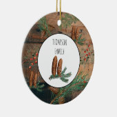クリスマス素朴針葉樹パインウッドファミリー名 セラミックオーナメント (右)