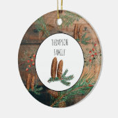 クリスマス素朴針葉樹パインウッドファミリー名 セラミックオーナメント (左)