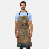 クリスマス素朴針葉樹パインウッド エプロン (着用した状態)