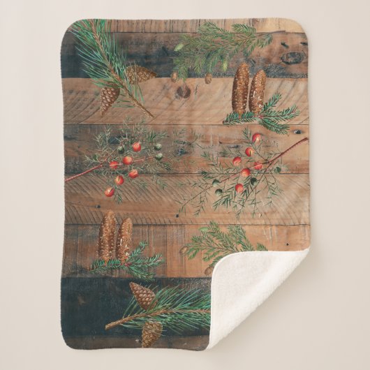 クリスマス素朴針葉樹パインウッド シェルパブランケット (正面)