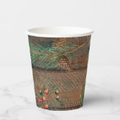 クリスマス素朴針葉樹パインウッド 紙コップ (正面)