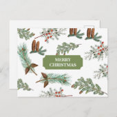 クリスマス素朴針葉樹パインメリークリスマス シーズンポストカード (正面/裏面)