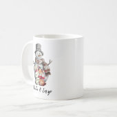 クリスマス素朴雪だるまディアーラビットアートレッドグリーン コーヒーマグカップ (正面左)
