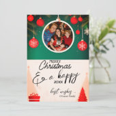 クリスマス素朴飾り付けホリデーフォトカード シーズンカード (スタンド正面)