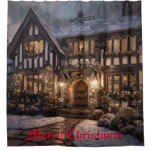 クリスマス素朴魔法 シャワーカーテン (正面)