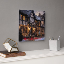 クリスマス素朴魔法 スクエア壁時計