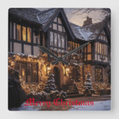 クリスマス素朴魔法 スクエア壁時計 (正面)