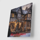 クリスマス素朴魔法 スクエア壁時計 (傾斜)