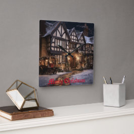 クリスマス素朴魔法 スクエア壁時計