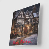 クリスマス素朴魔法 スクエア壁時計 (傾斜)