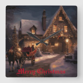 クリスマス素朴魔法 スクエア壁時計 (正面)