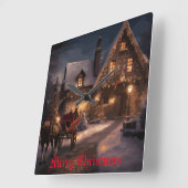 クリスマス素朴魔法 スクエア壁時計 (傾斜)
