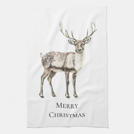 クリスマス素朴鹿 キッチンタオル (縦)