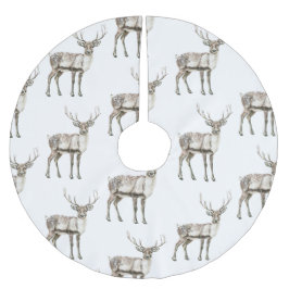 クリスマス素朴鹿 ブラッシュドポリエステルツリースカート