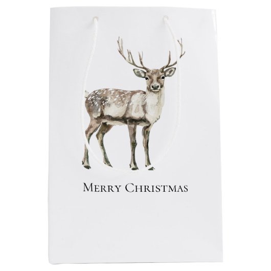 クリスマス素朴鹿 ミディアムペーパーバッグ (正面)