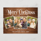 クリスマス素朴3 PHOTOグリーティングホリデーカード ポストカード (正面)
