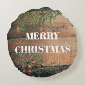 クリスマス素朴・ウッド・メリー・クリスマス ラウンドクッション (裏面)