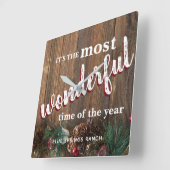 クリスマス素朴 スクエア壁時計 (傾斜)