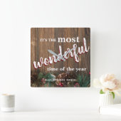 クリスマス素朴 スクエア壁時計 (ホーム)