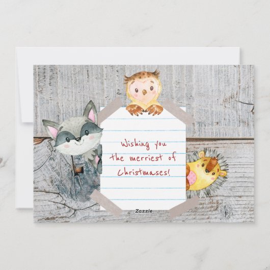 クリスマス素朴 |任意の2枚の写真 |フレームコラージュ シーズンカード (裏面)