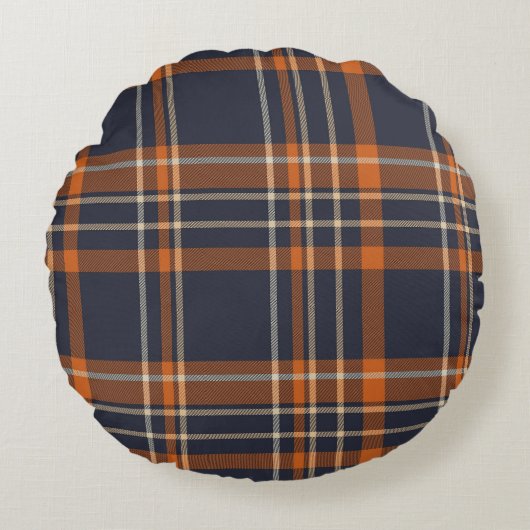 クリスマス素朴/冬季プレイド ラウンドクッション (正面)