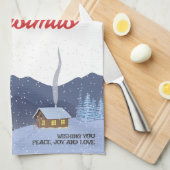 クリスマス素朴 |新年おめでとう |サンタのプレゼント キッチンタオル (四つ折り)