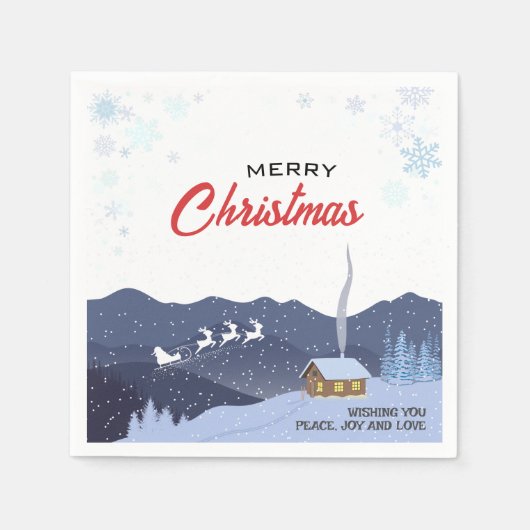 クリスマス素朴 |新年おめでとう |サンタのプレゼント スタンダードカクテルナプキン (正面)
